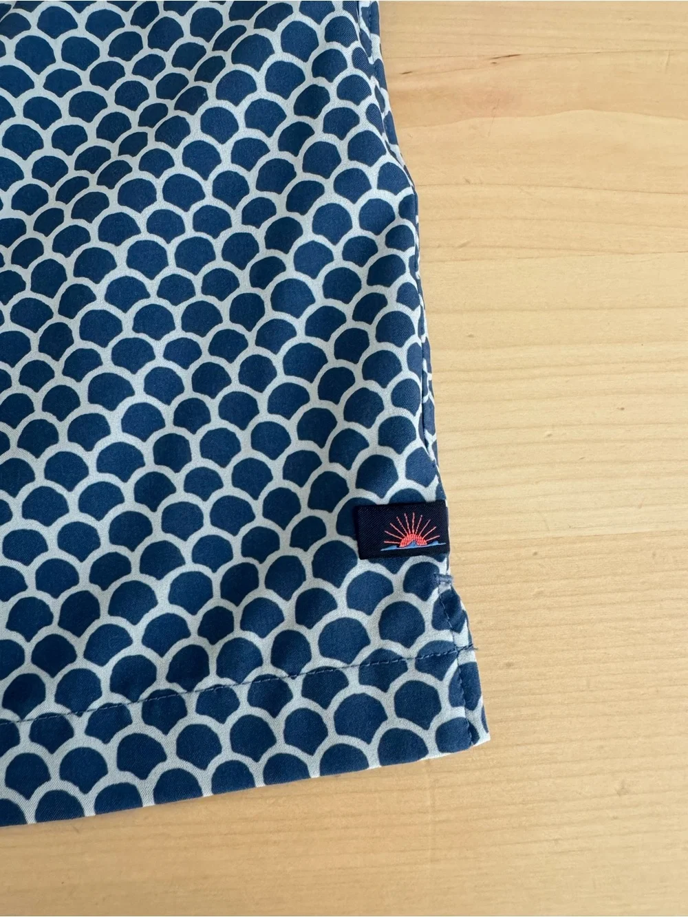 Faherty Shorelite Swim Trunks Mens XL Blue Fish Scale Print Drawstring Shorts